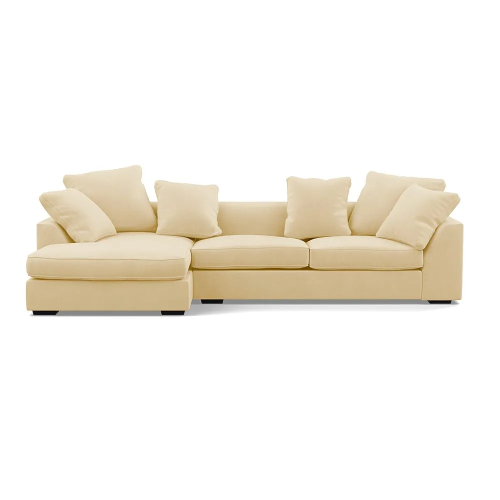 Heal's Cumulus LHF Corner Sofa Smart Luxe Velvet Biscuit Black Feet 1