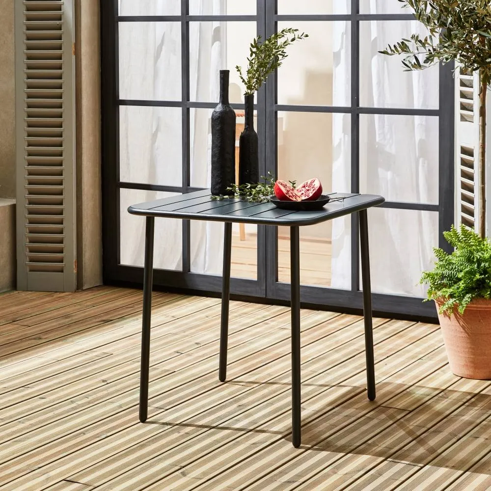 sweeek 2-seater Square Steel Garden Table in Dark Grey