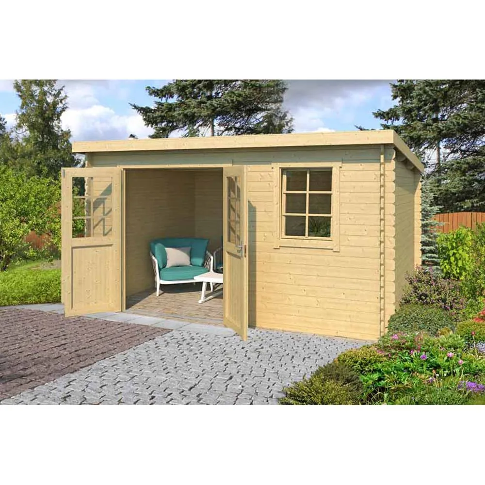 Lasita Maja Ltd Amira 230-Log Cabin, Garden Room, Home Office - L400xW268.7xH210.9 cm in Light Tan