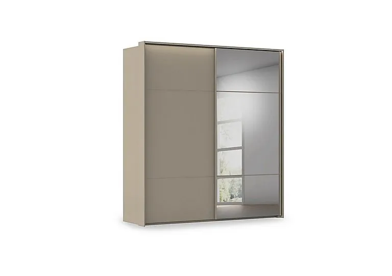 Haven 210cm 2 Door Slider Wardrobe with 1 Décor Door, 1 Mirror Door and Lights