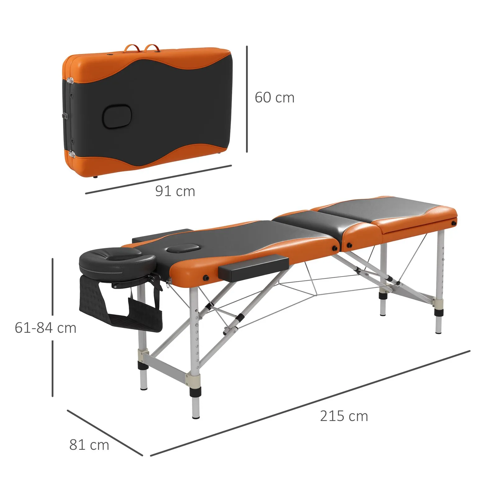 HOMCOM Portable Massage Table Beauty Therapy Couch Bed Spa Aluminum in Orange 3