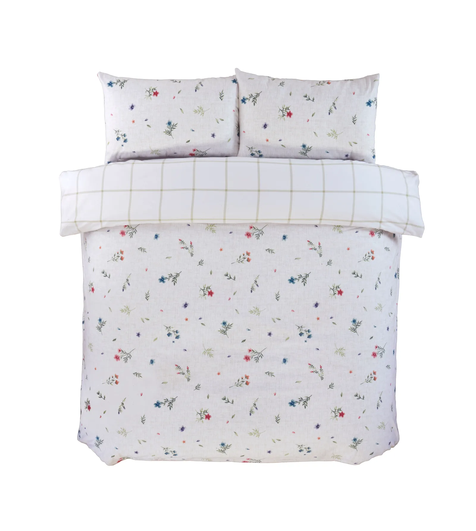 Rapport Home Meadow Brushed Cotton Reversible Duvet Cover Set with Pillowcase 3
