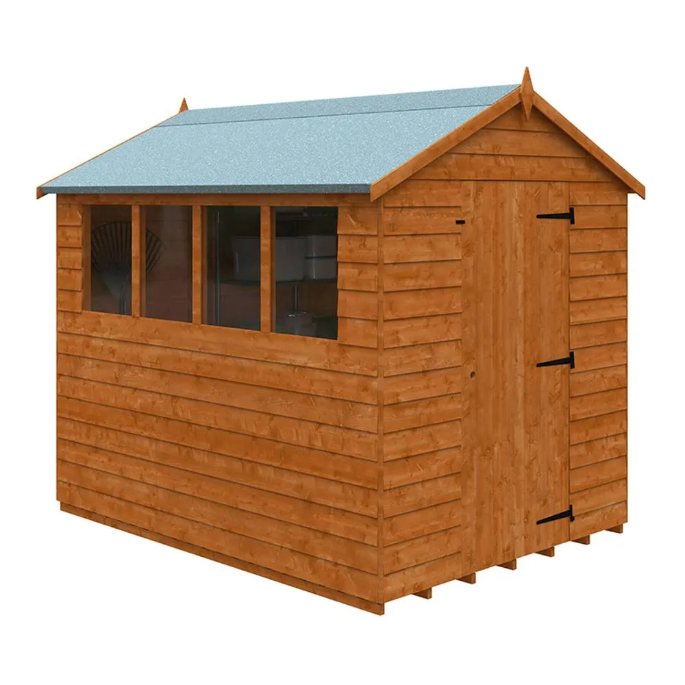 Buttercup Farm 8 x 6 Feet Budget Apex 9mm Shed - Solid Wood/Softwood/Pine in Burnt Orange