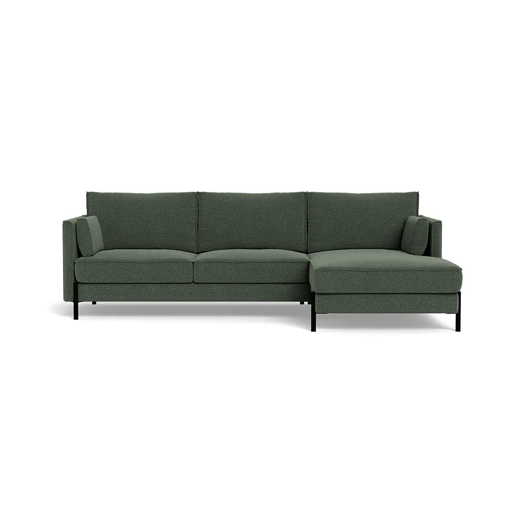 Heal's Tortona Right Hand Facing 4 Seater Corner Chaise Boucle Fern Black Feet 1