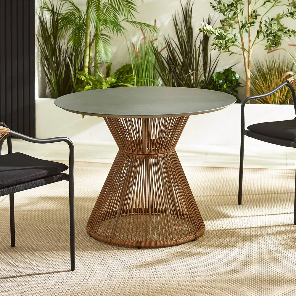 FurnitureboxUK Lanai Rattan Round Garden Dining Table in Black
