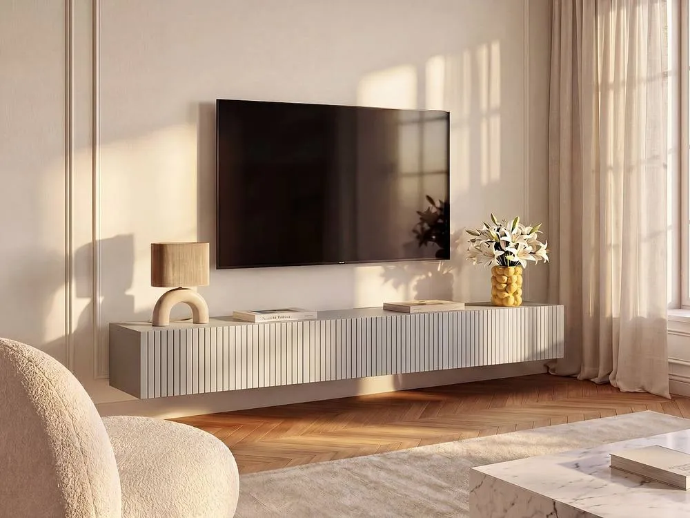 Vente-unique Wall - Mounted TV Unit With 3 Doors - Beige - DANTAY 3