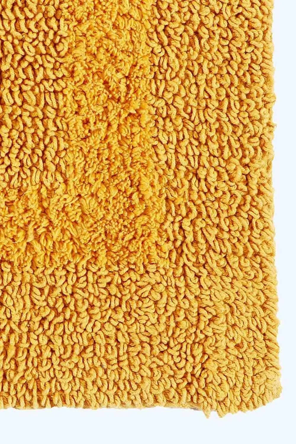 Homescapes Luxury Square Bath Mat 1600GSM 100% Cotton Reversible Shower Mat, 50cm in Mustard 2