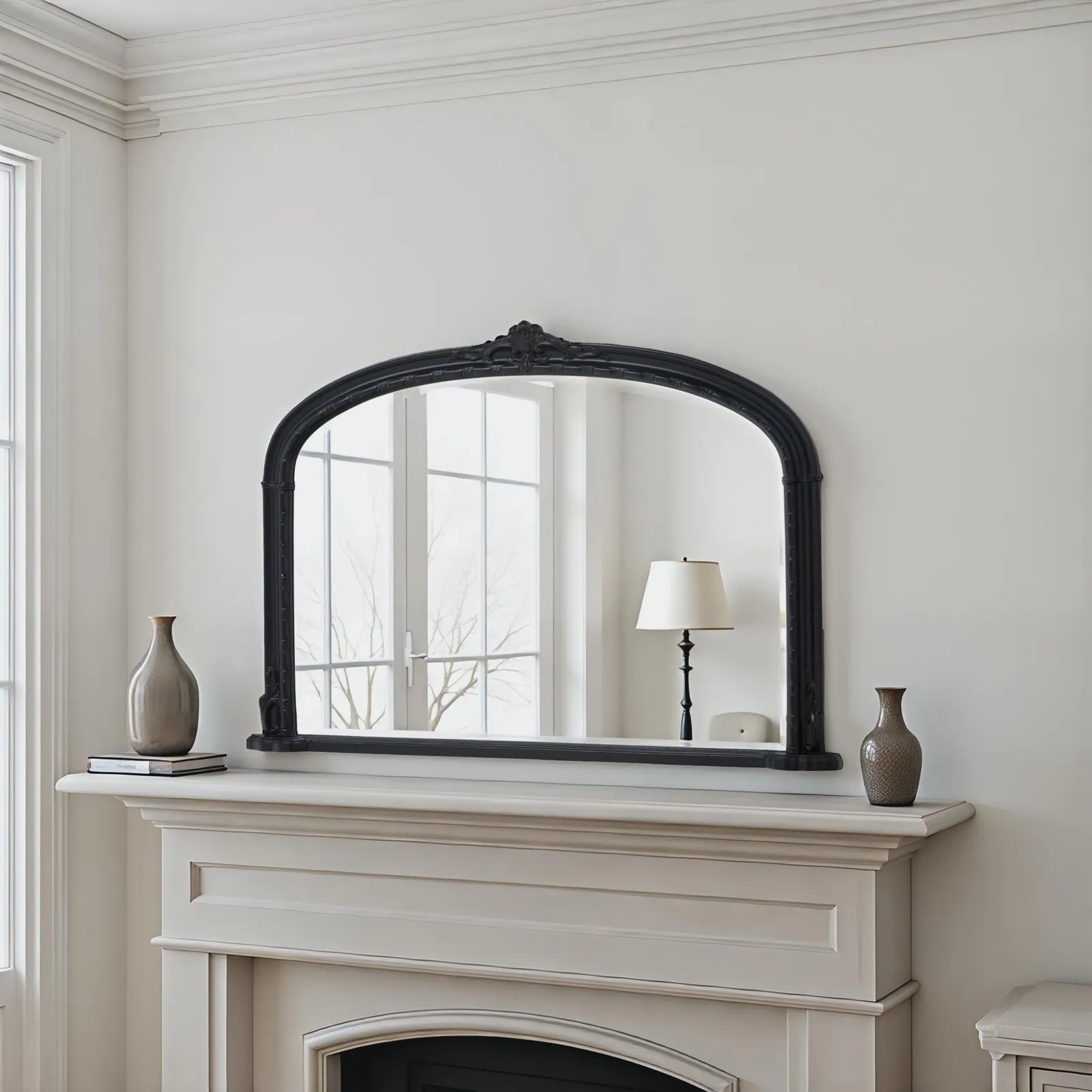 Yearn Mirrors Overmantle Mirror Arched 127(w) x 89cm(h) Victorian Mirror in Black 4