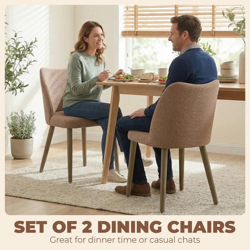 HOMCOM Dining Chairs Set of 2, Kitchen Chairs with Padded Seat, Curved Back in Brown 4