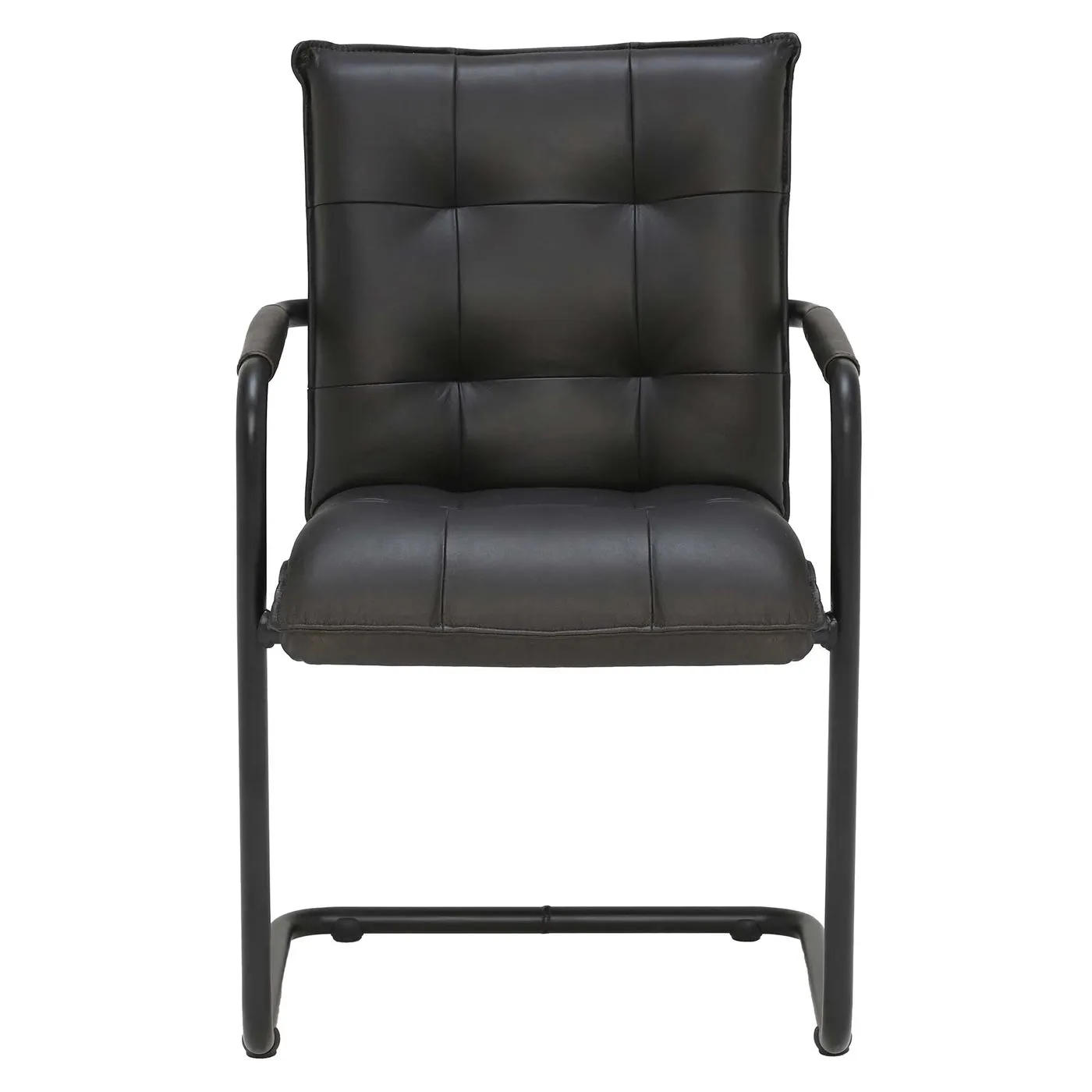 Julius Leather Dining Chair - Black - Leather - Quilted - W55 x D63 x H87cm - Barker & Stonehouse