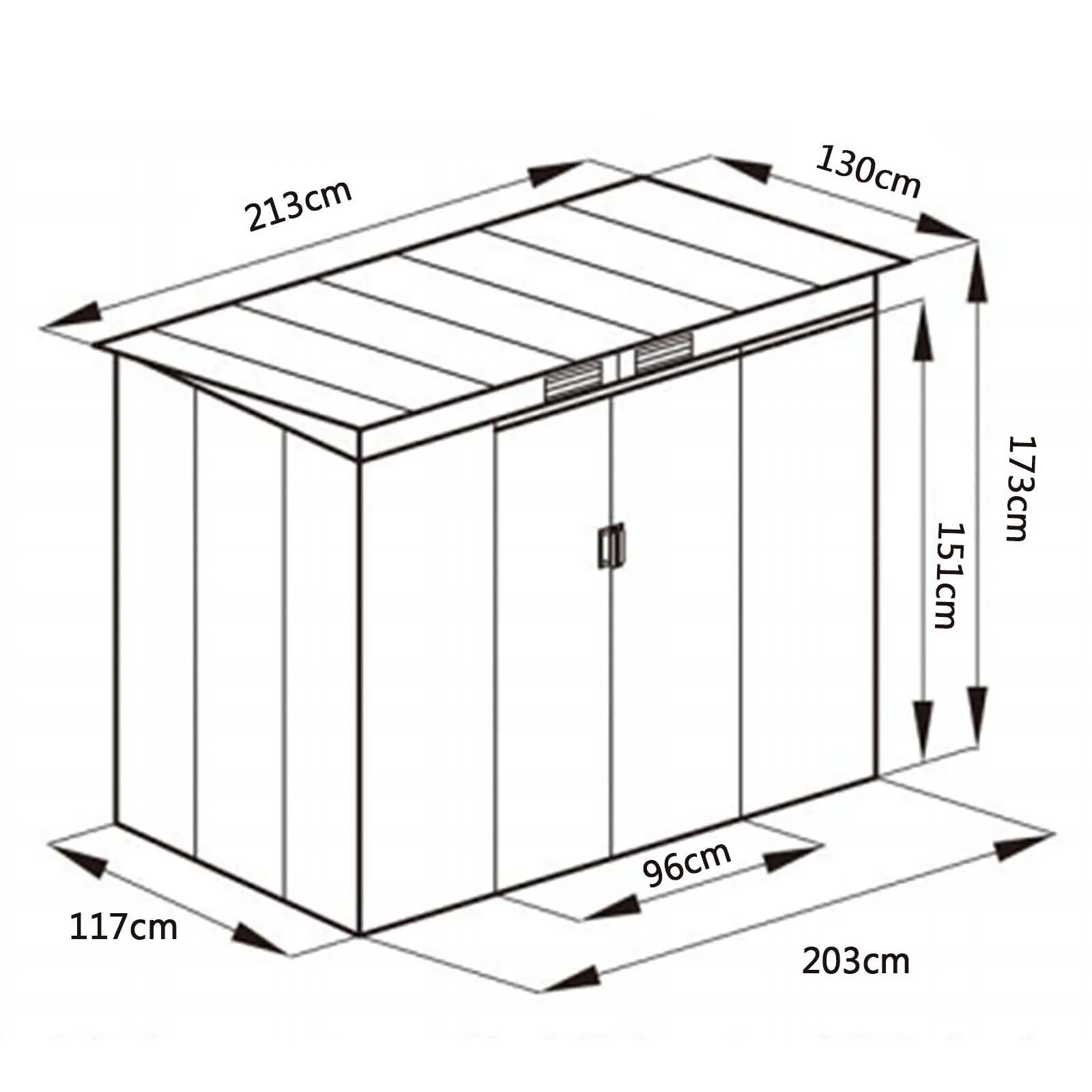 Costway 7FT x 4FT Outdoor Storage Shed Large Tool Utility Storage House W/Sliding Door 2