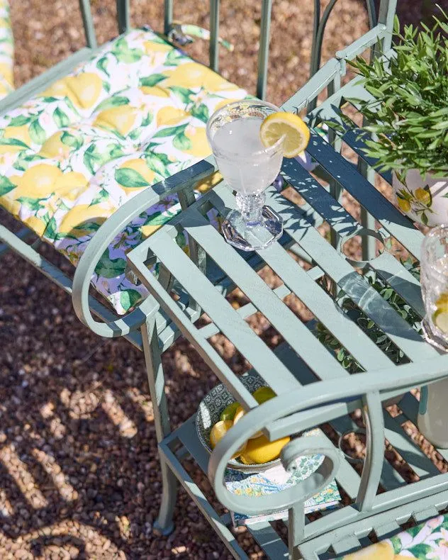 Dibor Vintage Green Iron Arched Indoor Outdoor Garden Furniture Companion Seat Garden Bench 3
