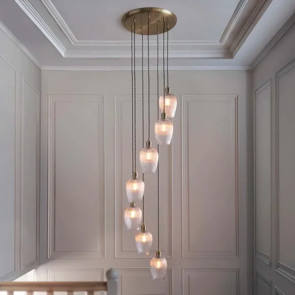 Vogue Sturt 7 Light Ribbed Adjustable Cascade Pendant Light