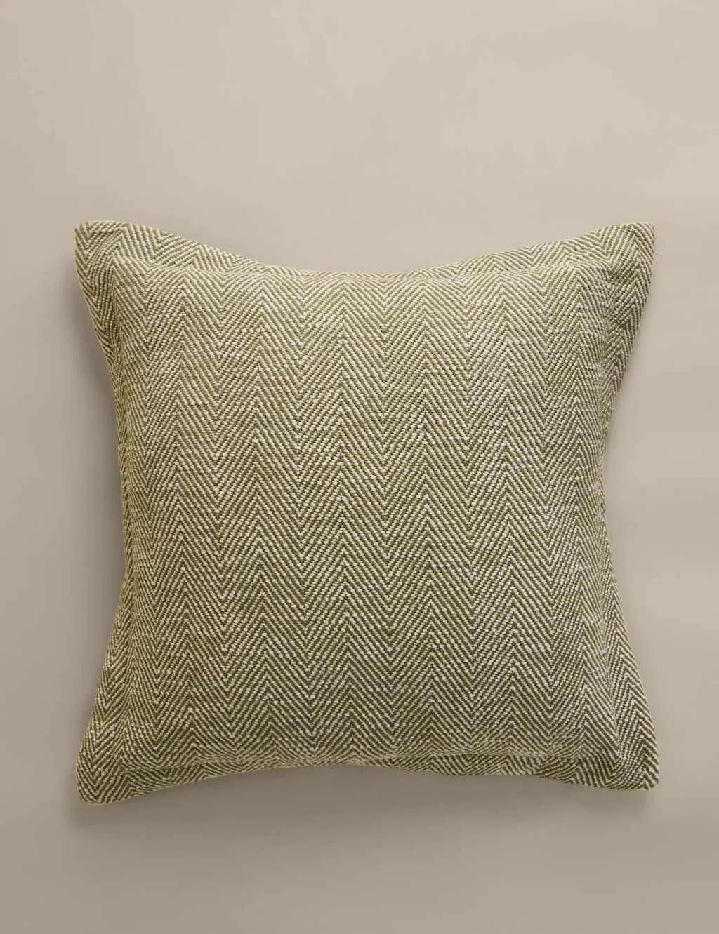 M&S Pure Cotton Herringbone Cushion Green