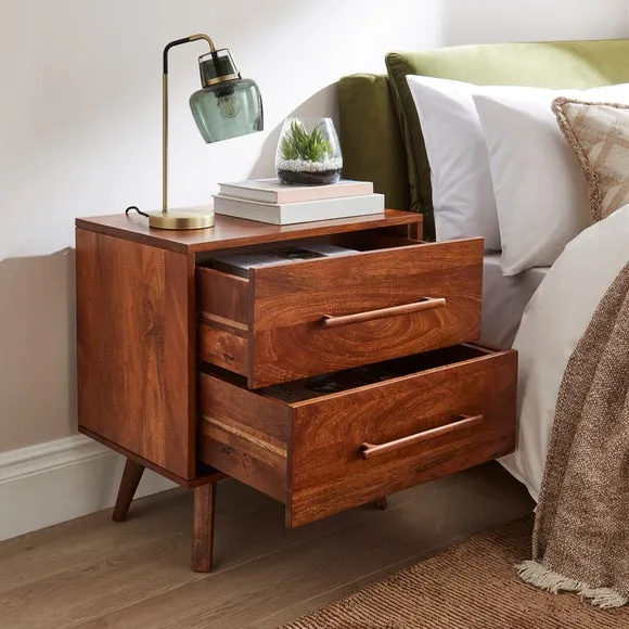 Maxton 2 Drawer Bedside Table, Mango Wood 2