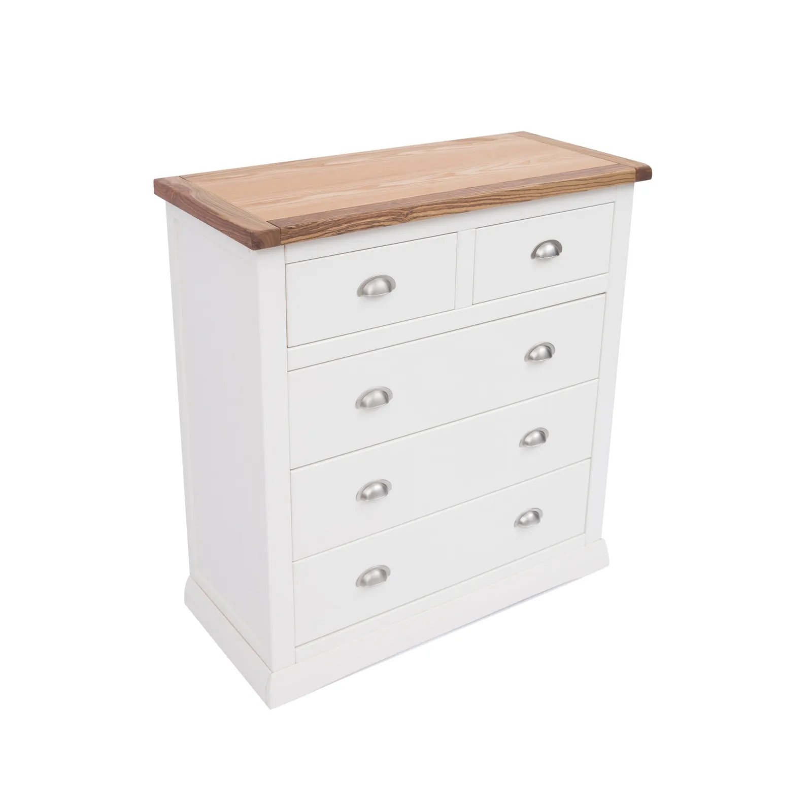 Cabinet Bits Cosenza 5 Drawer Chest of Drawers Chrome Cup Handle in Off-White 3
