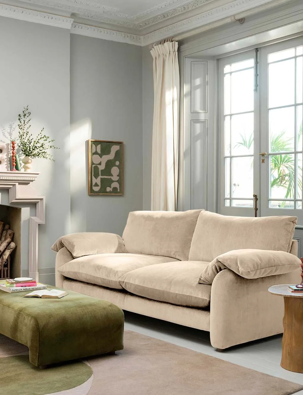 BARKER AND STONEHOUSE Orson Chenille Grand 4 Seater Sofa Neutral
