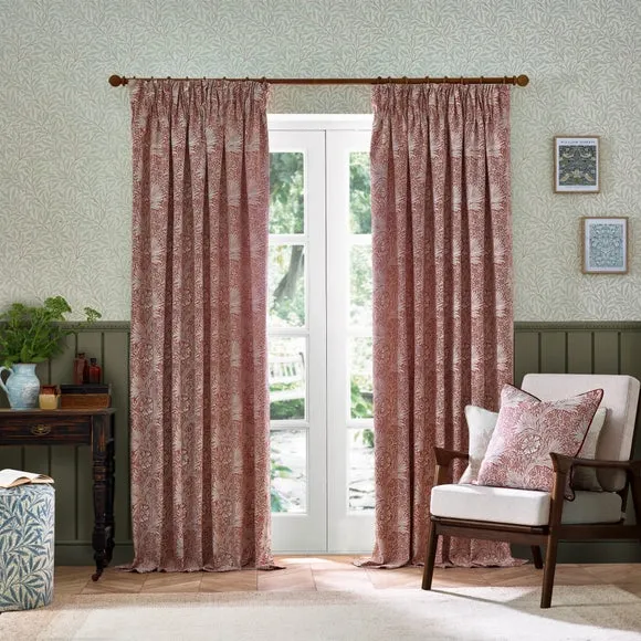 Morris & Co. Marigold Jacquard Pencil Pleat Curtains 2