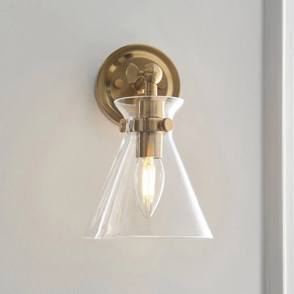 Netlighting Harlow Dome Wall Lamp Brushed Aged Brass Clear Glass in Gold 5
