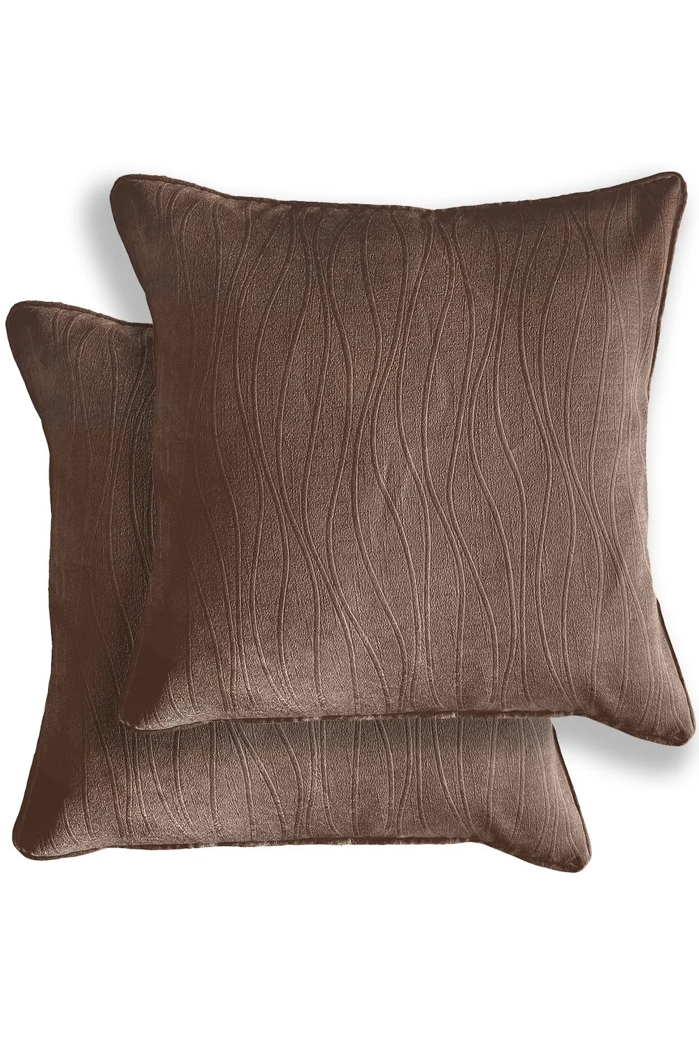 Enhanced Living Pair of Goodwood Textured Wave Pattern Double Sided Zip Opening Piped Edge Cushion Covers - 43x43cm - Cases Only