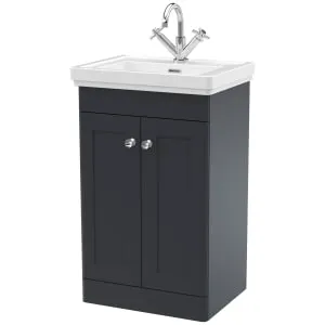 Classique Soft Black Floor Standing 2-Door Vanity & Basin 1 Tap Hole - 865 x 530mm
