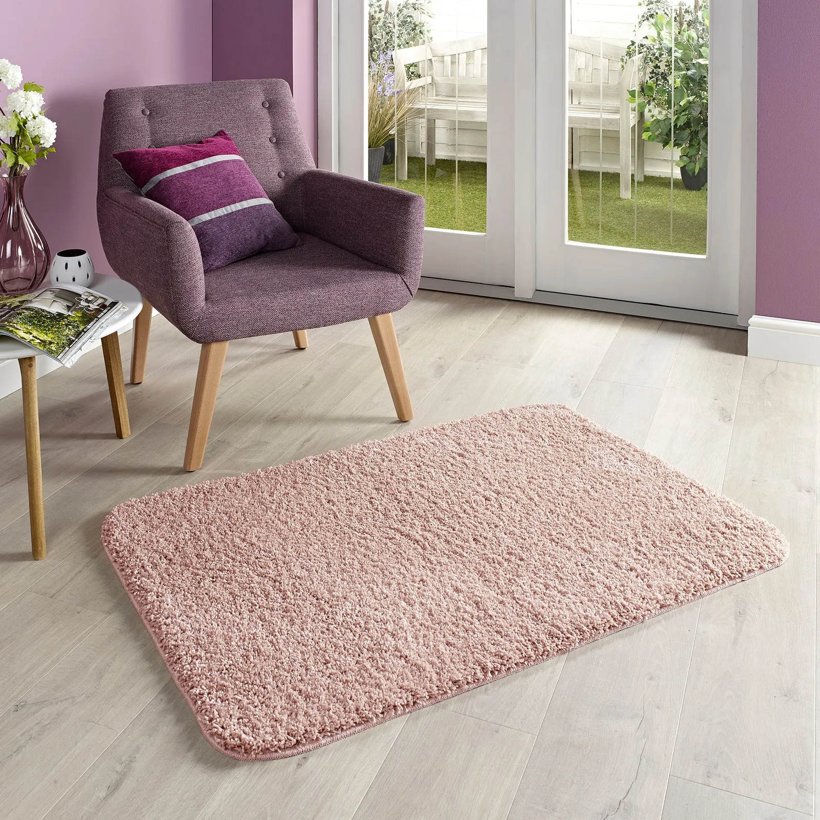 Marvel Shaggy Washable Rug Blush (Pink)
