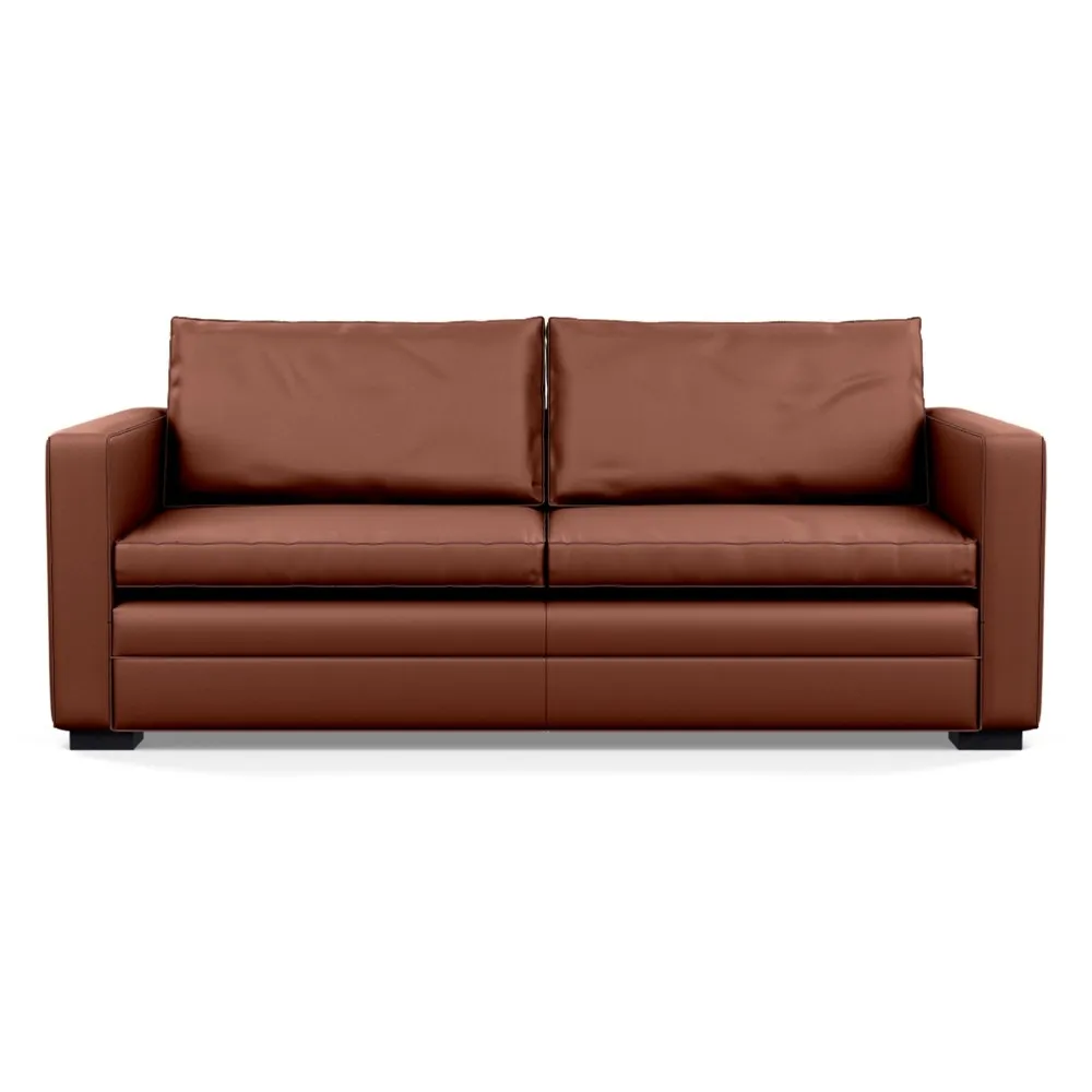 Heal's Palermo 3 Seater Sofa Leather Grain Dark Brown 068 Black Feet 1
