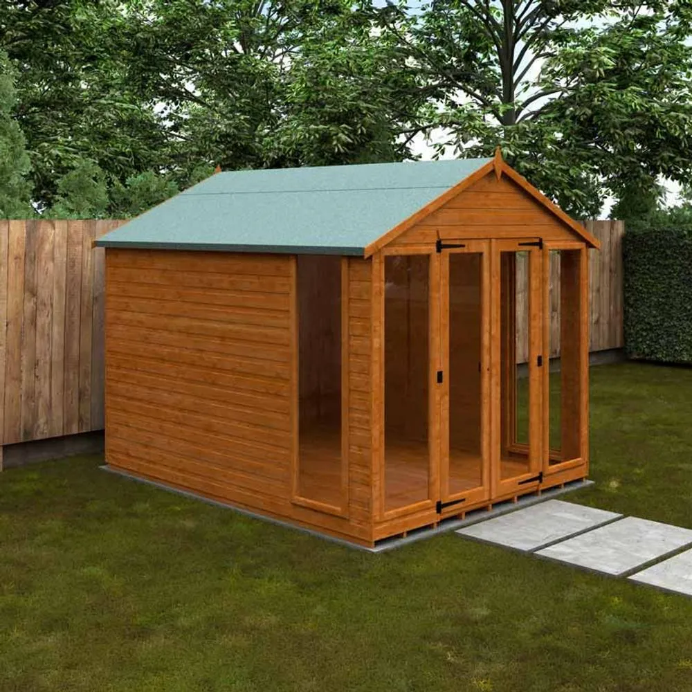 Buttercup Farm 10x8 Feet Contemporary Summerhouse 12mm Shed - L295xW235xH243.7 cm in Burnt Orange 2