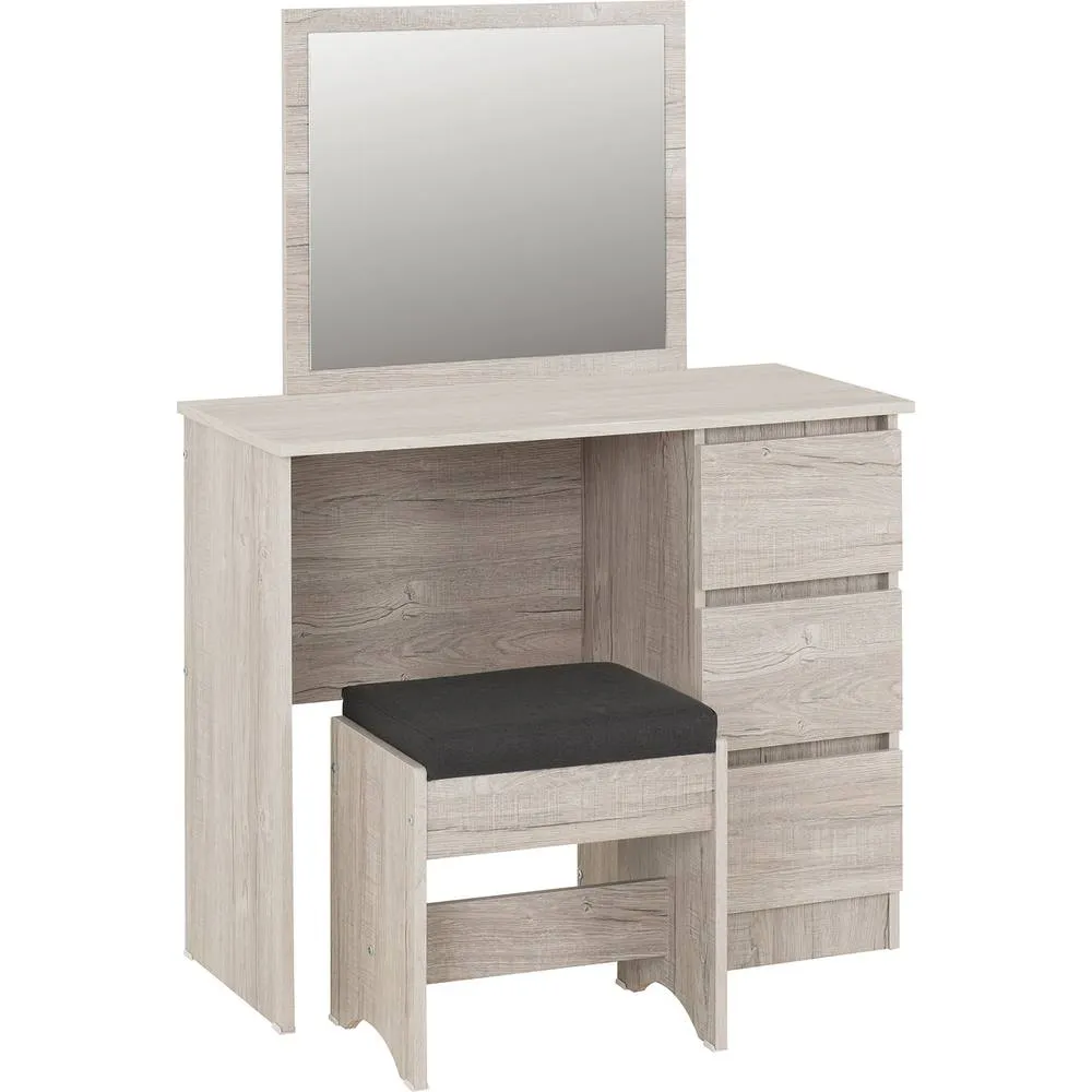 Seconique Malvern 3 Drawer Dressing Table Set - Urban Snow in Light Grey 2