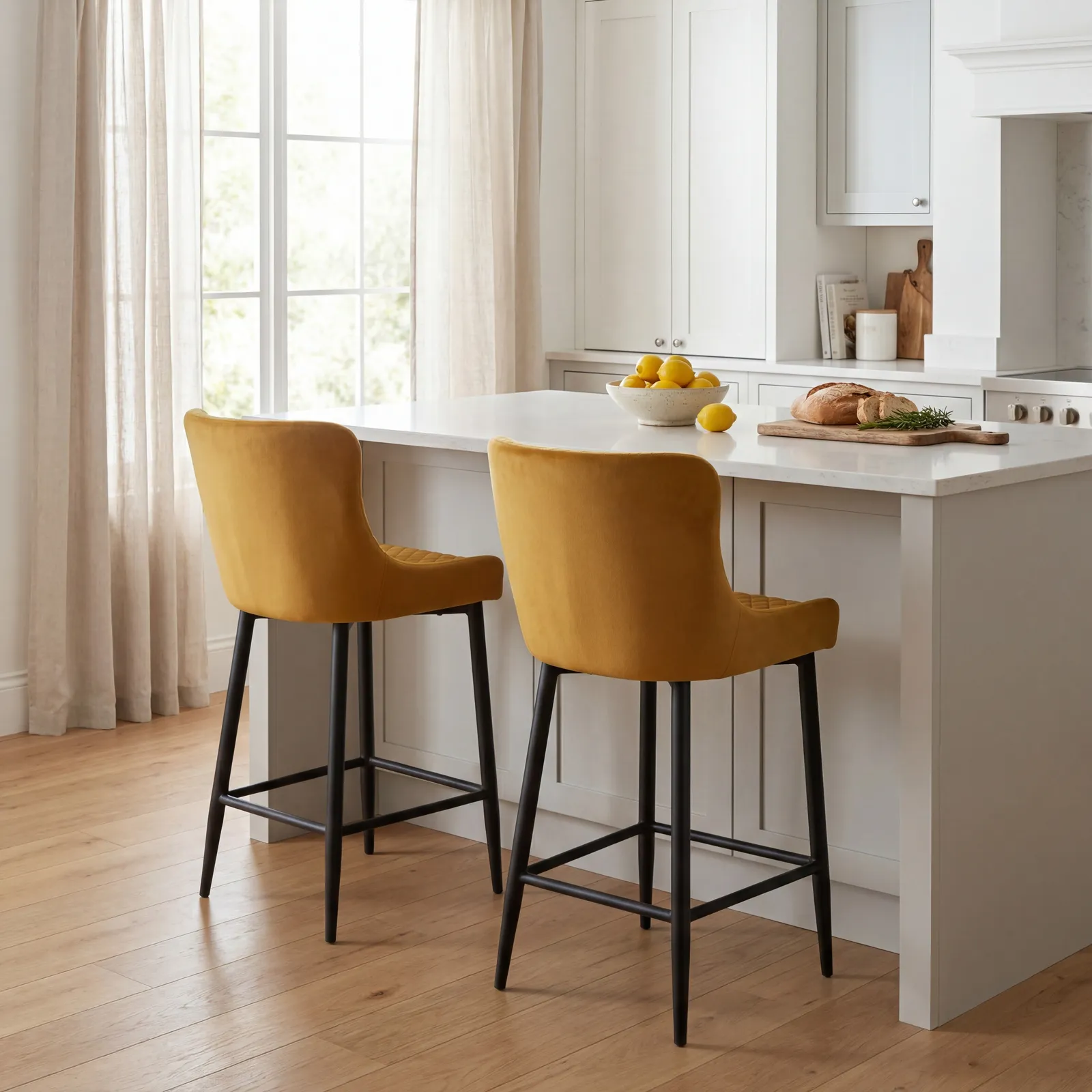 Rivington Counter Stool, Yellow Velvet | Barker & Stonehouse 2