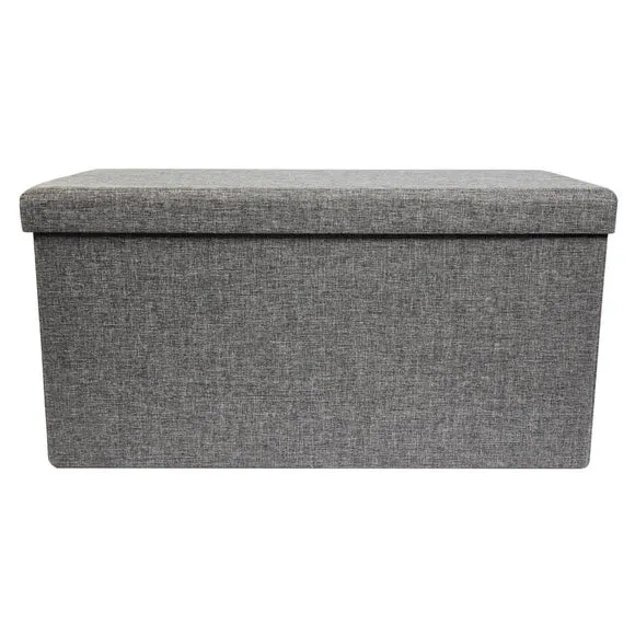 Faux Linen Rectangular Ottoman 4