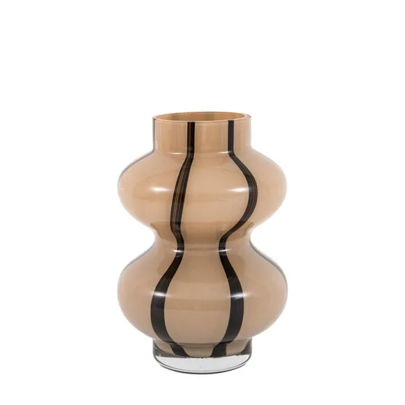 Crossland Grove Swirled Camel & Black Glass Vase, Brown 4