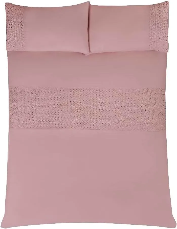 Smart Living Luxury Super Soft Stylish Lace Panel Duvet Cover with Pillowcases in Pink 3