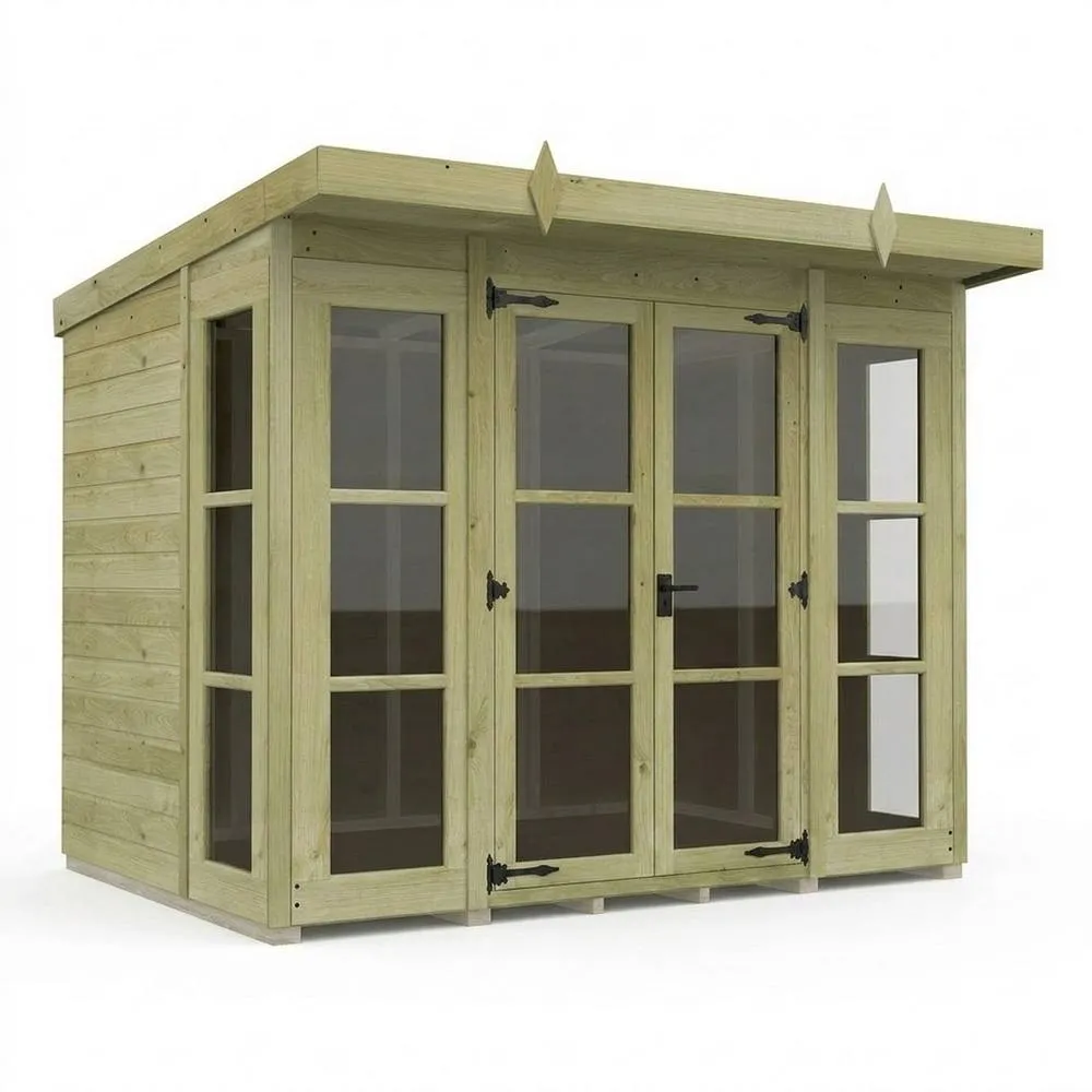 Buttercup Farm 8ft x 6ft Georgian Pent Summer House - Pressure Treated Timber in Brown
