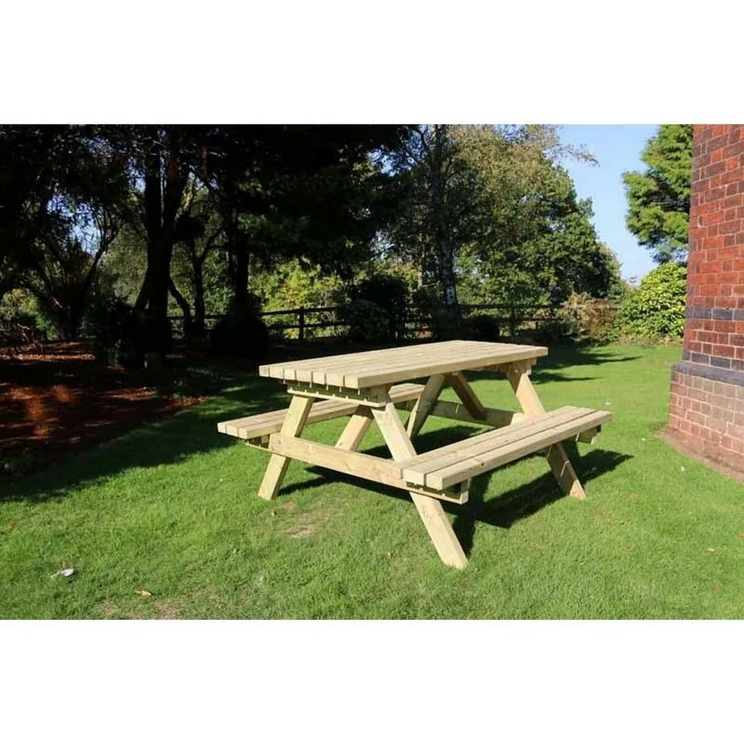 Churnet Valley Garden Furniture Ltd Deluxe Picnic Table, Wooden Furniture - Minimal Assembly Required in Brown 3
