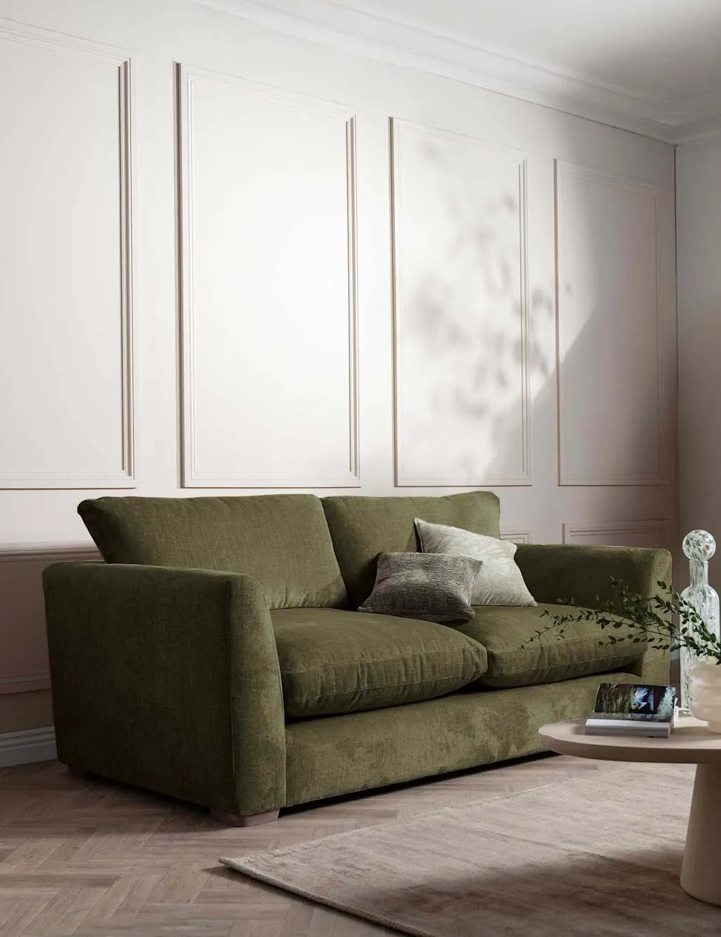 BARKER AND STONEHOUSE Palmer Textured Chenille 3 Seater Sofa Green