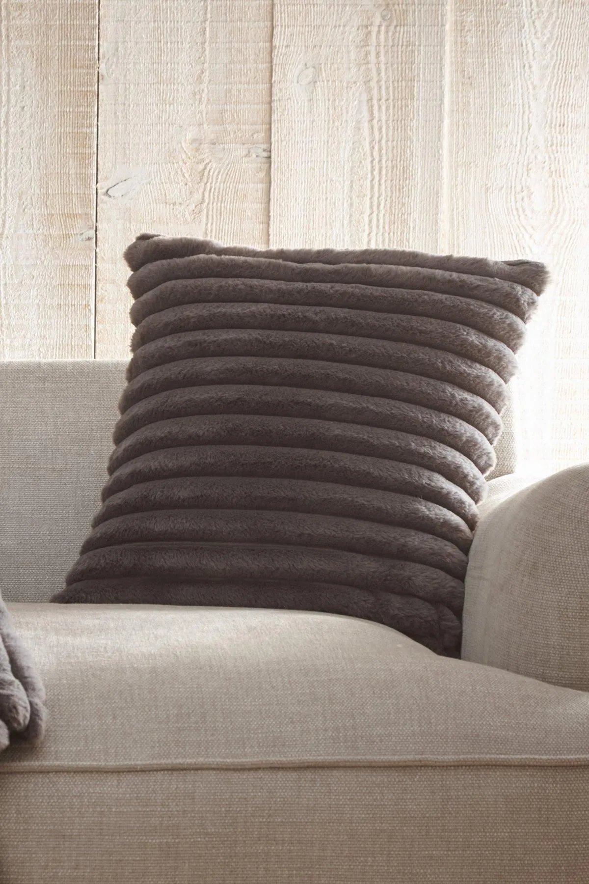 Appletree 'Morritz' Faux Fur Filled Cushion in Charcoal 1