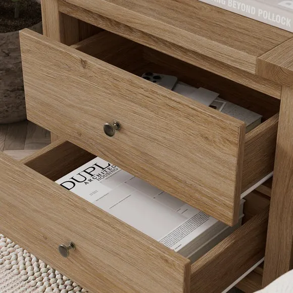Olney Wide 2 Drawer Bedside Table 3