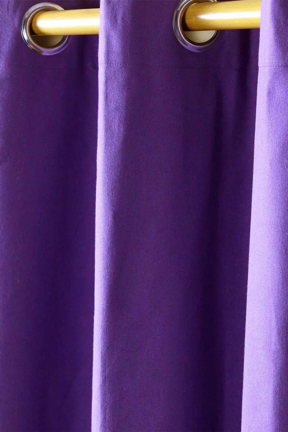 Homescapes Plain Cotton Ready Made Eyelet Curtain Pair in Purple 2