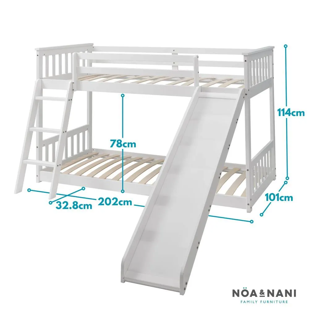 Nöa and Nani Tuva Low Cabin Bed with Bunk Underbed, Play Area & Slide in White 5