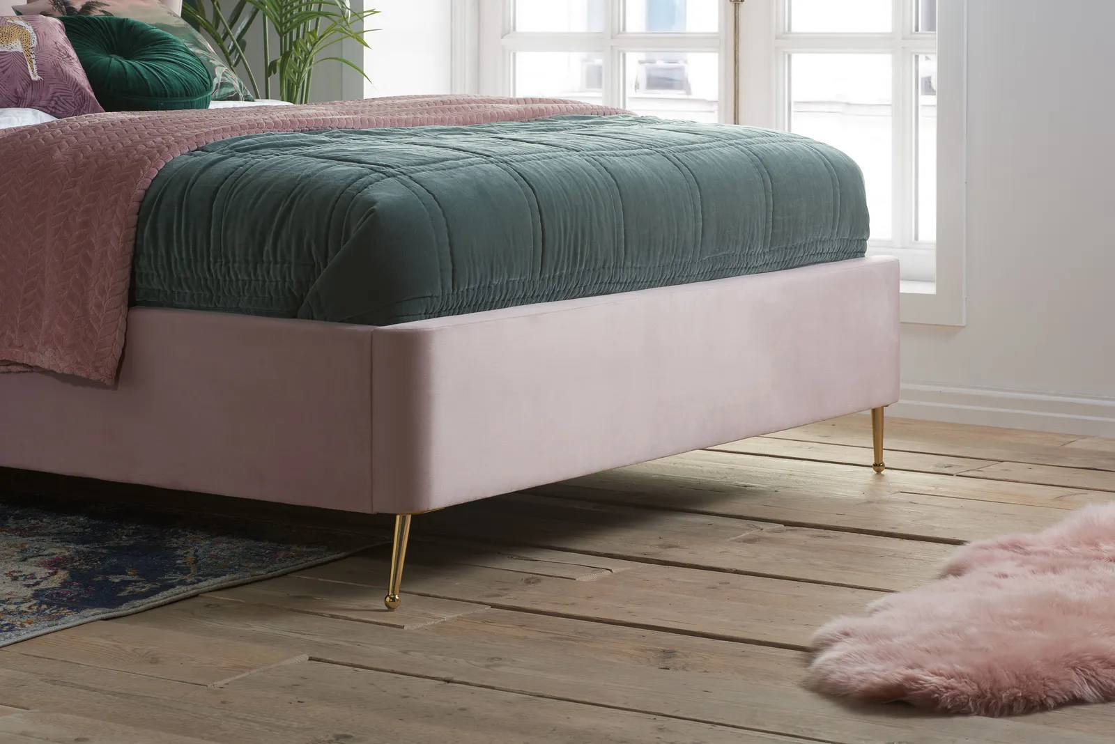 Birlea Velvet Fabric Ottoman Bed Frame Storage Lottie in Pink 4