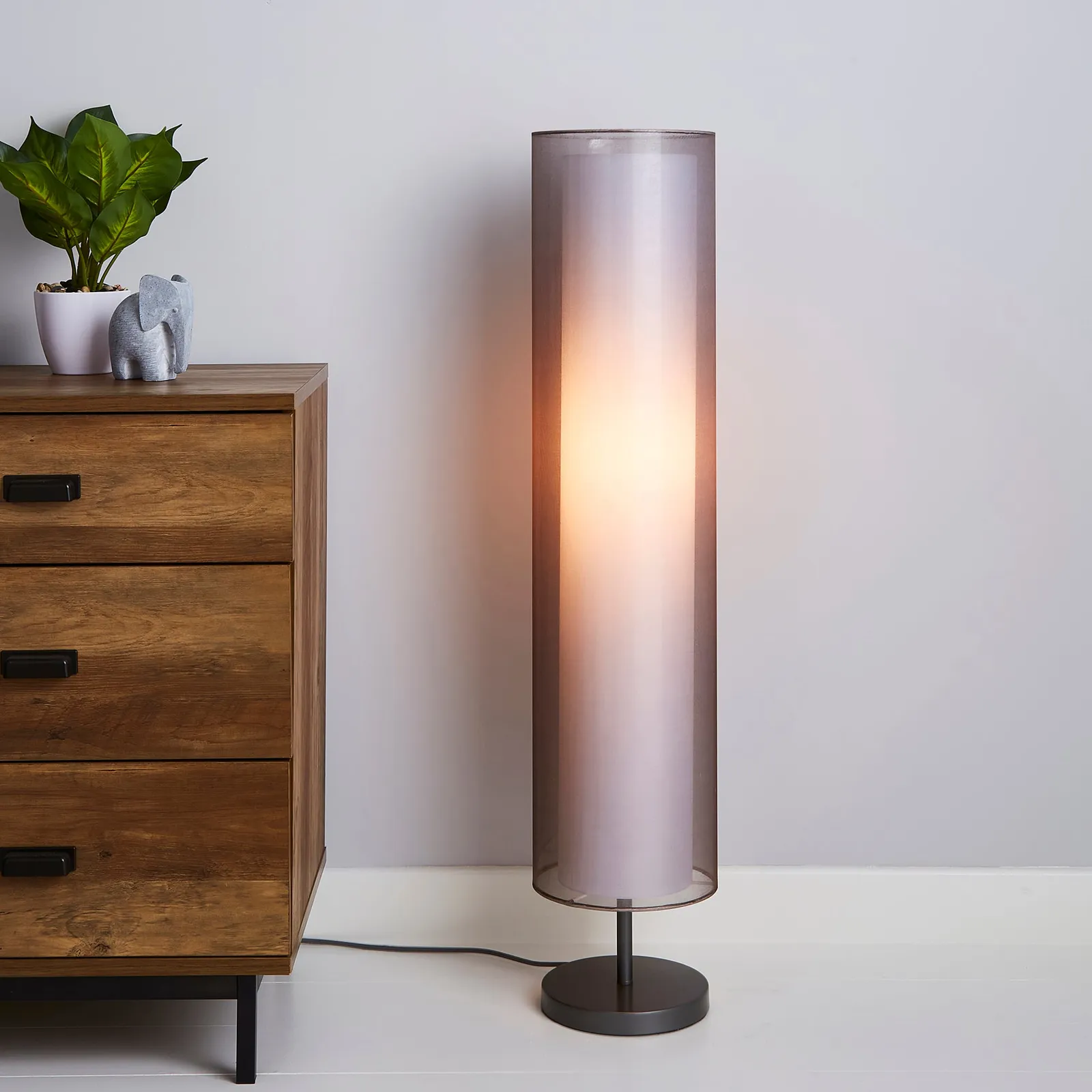 Echo Organza Pad Floor Lamp Grey Grey