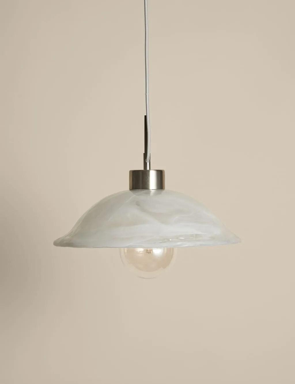 M&S Wavy Glass Pendant Light White