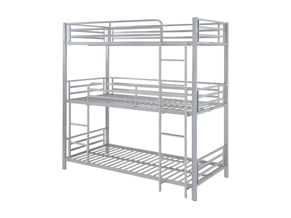Vente-unique Triple Bunk Beds 3 X 90 X 190 Cm - Metal - Silver - ELOUAN III 4