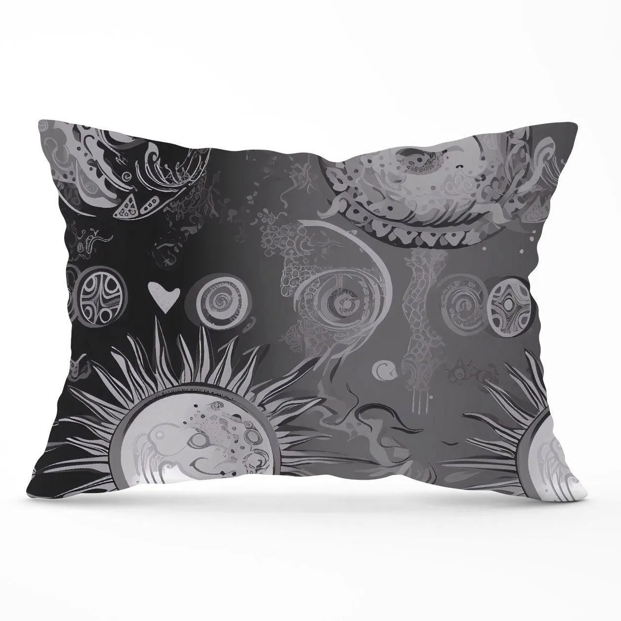 Warren Reed - Designer Black Grey Abstract Sun & Moon Cushions
