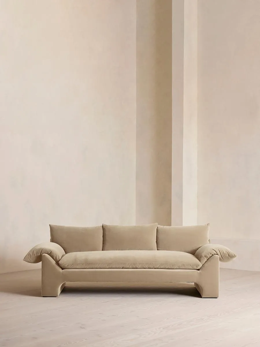 Wyatt Three Seater Sofa, Velvet, Oyster