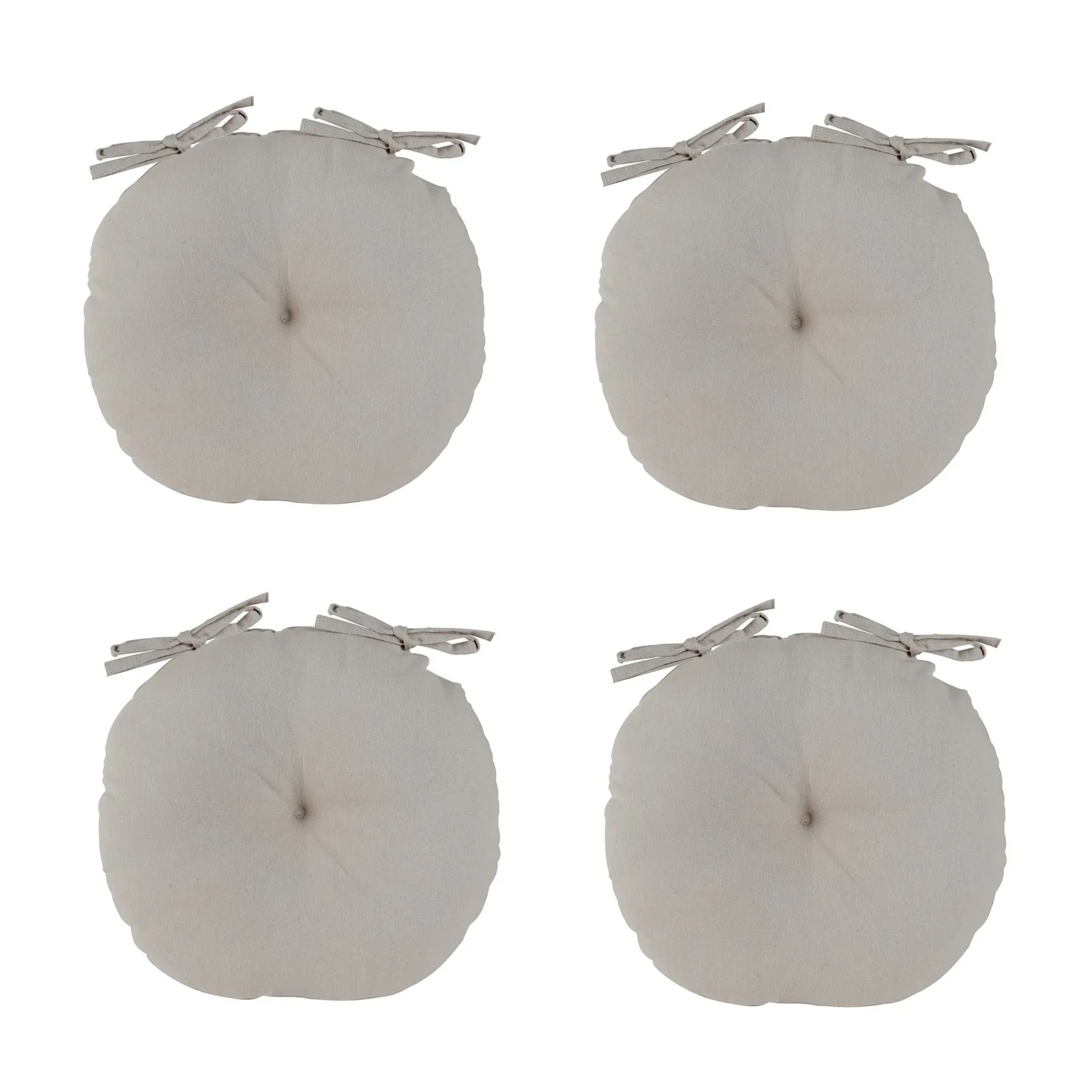 Dibor Set of 4 Grey Round Outdoor Chair Seat Pad Garden Cushions Dia 40cm