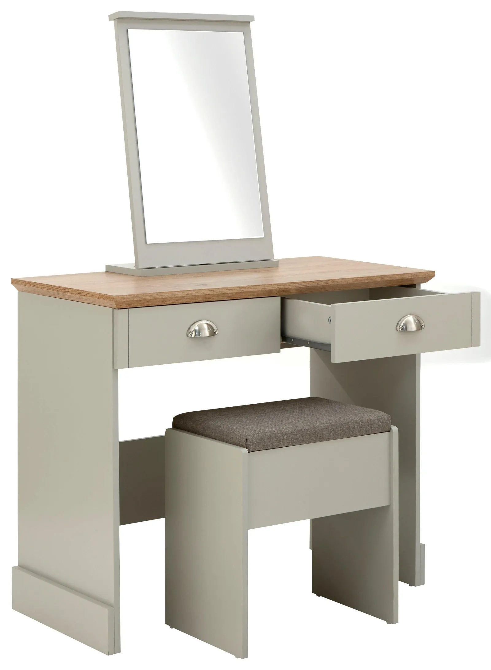 GFW Kendal Dressing Table with Stool in Grey 3