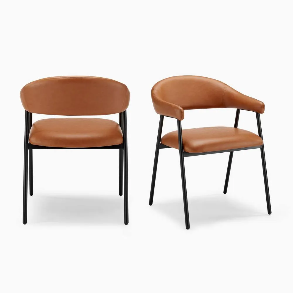 FurnitureboxUK 2x Delos Tan Faux Leather Fabric Dining Chairs in Brown 6