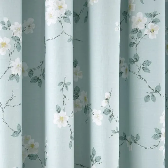 Edith Floral Polycotton Blackout Pencil Pleat Curtains 3
